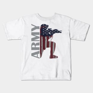 Army Painted American Flag Soldier Kids T-Shirt